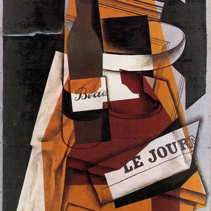 Bottle, Newspaper and Fruit Bowl by Juan Gris — Oil Painting Reproduction