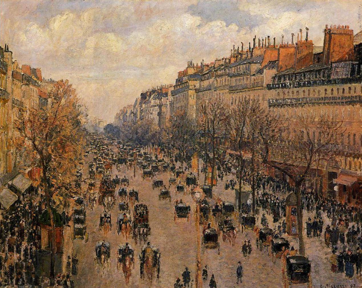 Boulevard Montmartre Afternoon, Sunlight - Camille Pissarro