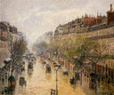 Boulevard Montmartre, Spring Rain by Camille Pissarro — city oil painting wall art, Impressionism