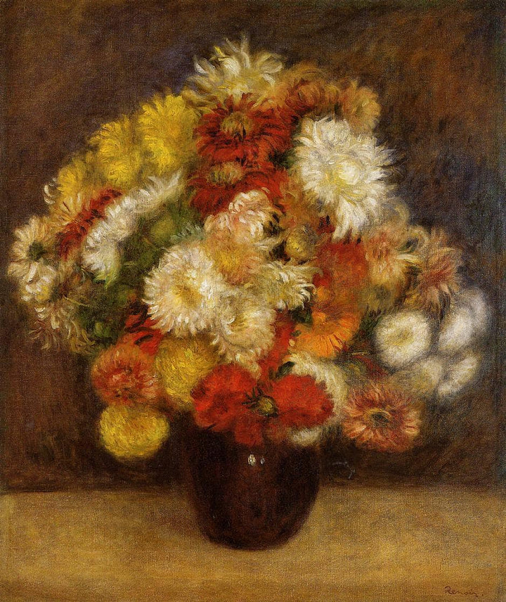 Bouquet of Chrysanthemums by Pierre-Auguste Renoir — hand-painted botanical oil painting reproduction on canvas