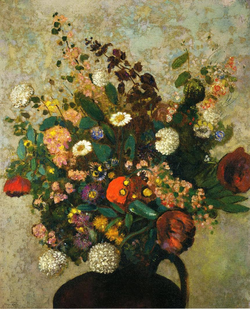 Bouquet of Flowers by Odilon Redon — hand-painted abstract oil painting reproduction on canvas