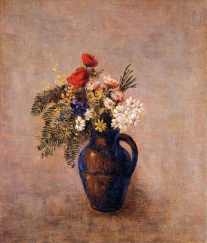 Bouquet of Flowers in a Blue Vase - Odilon Redon