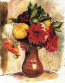 Bouquet of Flowers in an Earthenware Pitcher by Pierre-Auguste Renoir — hand-painted botanical oil painting reproduction on canvas