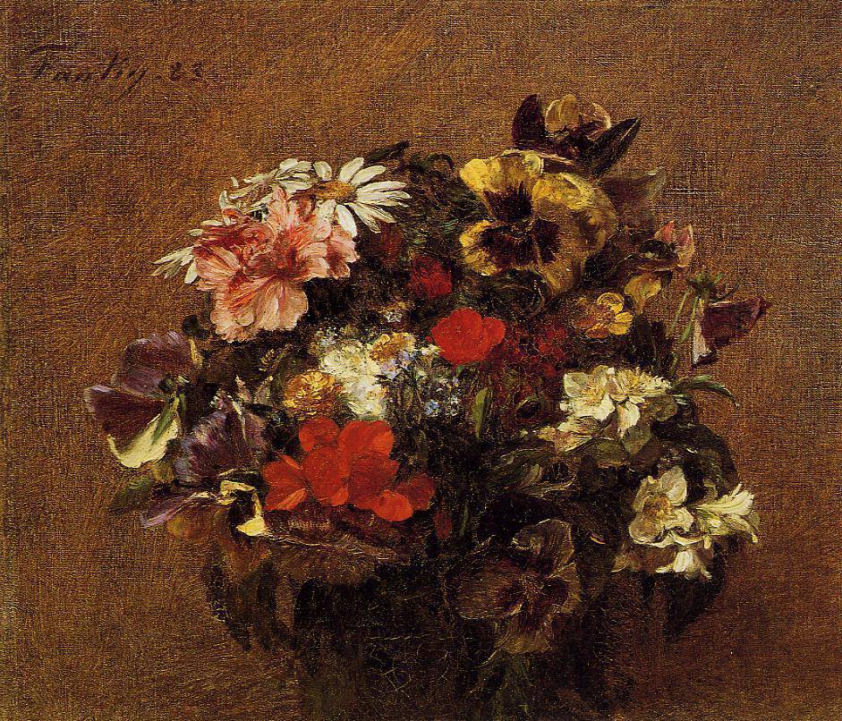 Bouquet of Flowers Pansies - Henri Fantin-Latour