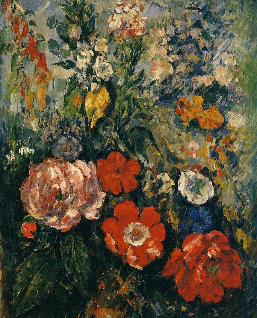 Bouquet of Flowers by Paul Cezanne — hand-painted botanical oil painting reproduction on canvas