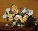 Bouquet of Roses and Other Flowers by Henri Fantin-Latour — hand-painted botanical oil painting reproduction on canvas