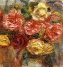 Bouquet of Roses in a Vase by Pierre-Auguste Renoir — hand-painted botanical oil painting reproduction on canvas