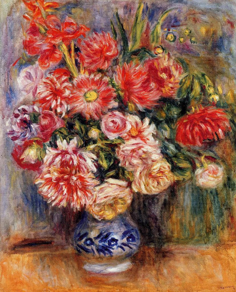Bouquet by Pierre-Auguste Renoir — hand-painted botanical oil painting reproduction on canvas