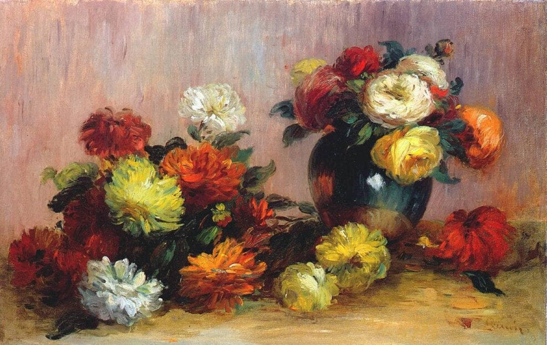 Bouquets of Flowers by Pierre-Auguste Renoir — hand-painted botanical oil painting reproduction on canvas