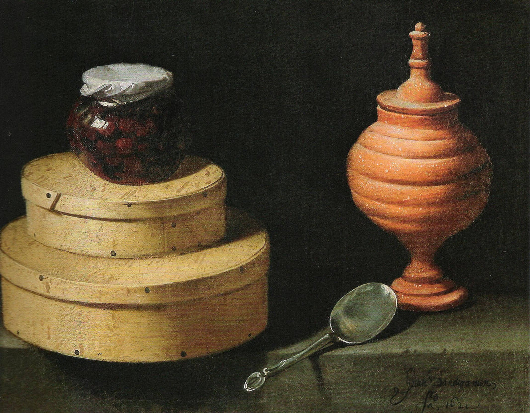 Boxes and Jars of Sweetmeats by Juan van der Hamen — hand-painted photography oil painting reproduction on canvas