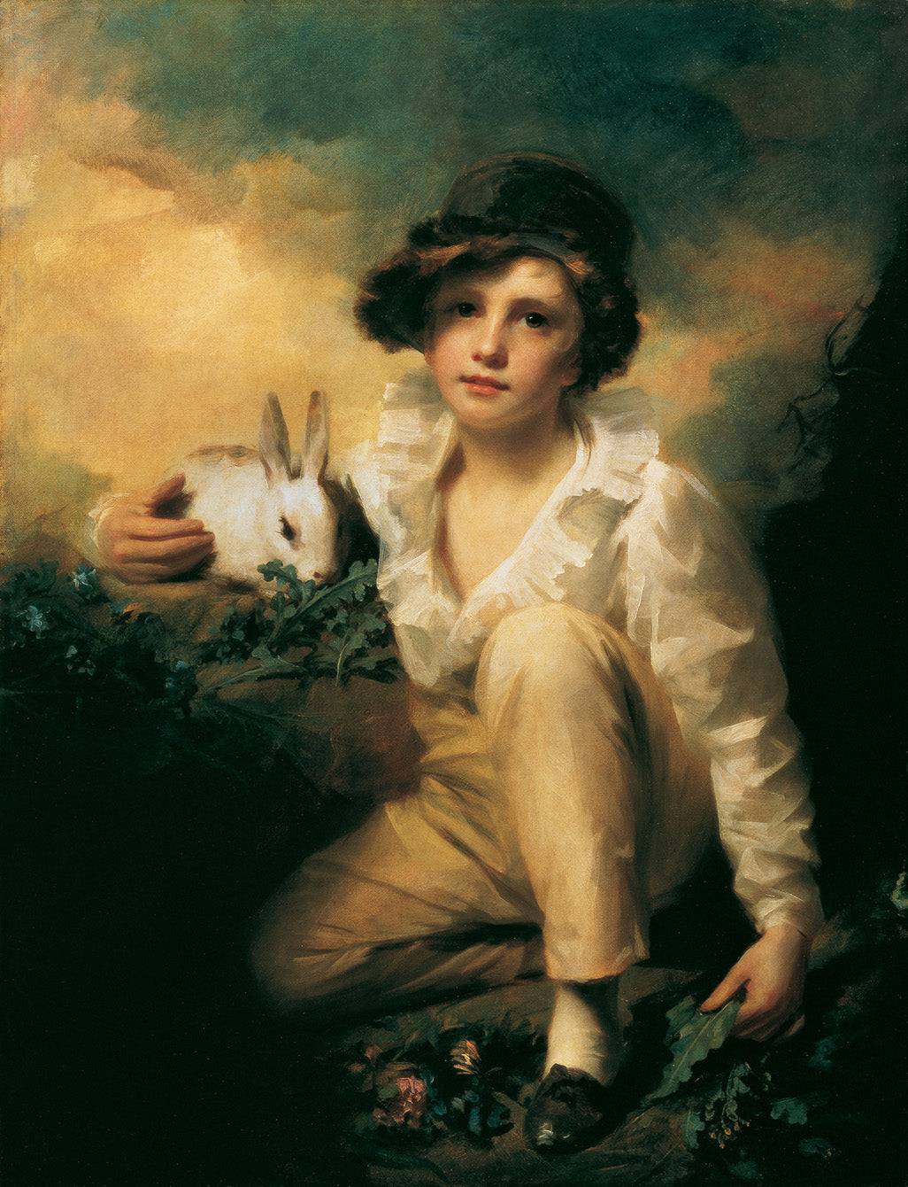 Boy and Rabbit by Henry Raeburn, hand-painted portrait oil painting reproduction on canvas