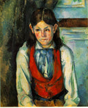 Boy in a Red Vest by Paul Cezanne — hand-painted portrait oil painting reproduction on canvas