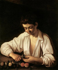 Boy Peeling Fruit by Caravaggio — hand-painted photography oil painting reproduction on canvas
