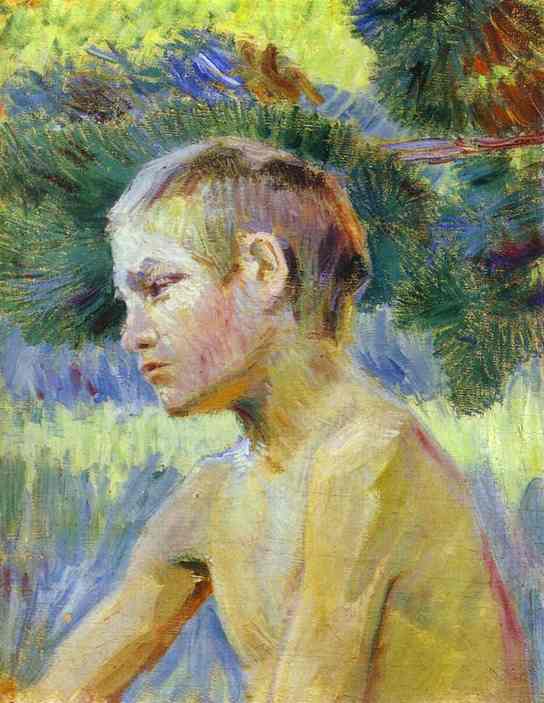 Boy Seated by Victor Borisov-Musatov — hand-painted portrait oil painting reproduction on canvas