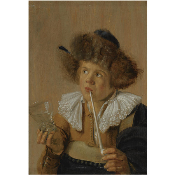 Boy Smoking a Pipe - One of the Five Senses Representing "taste"