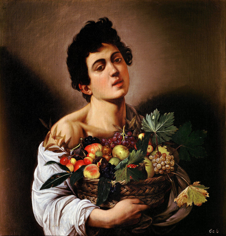 Boy with a Basket of Fruit by Caravaggio — hand-painted botanical oil painting reproduction on canvas