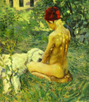 Boy with a Dog by Victor Borisov-Musatov — female oil painting wall art, Impressionism