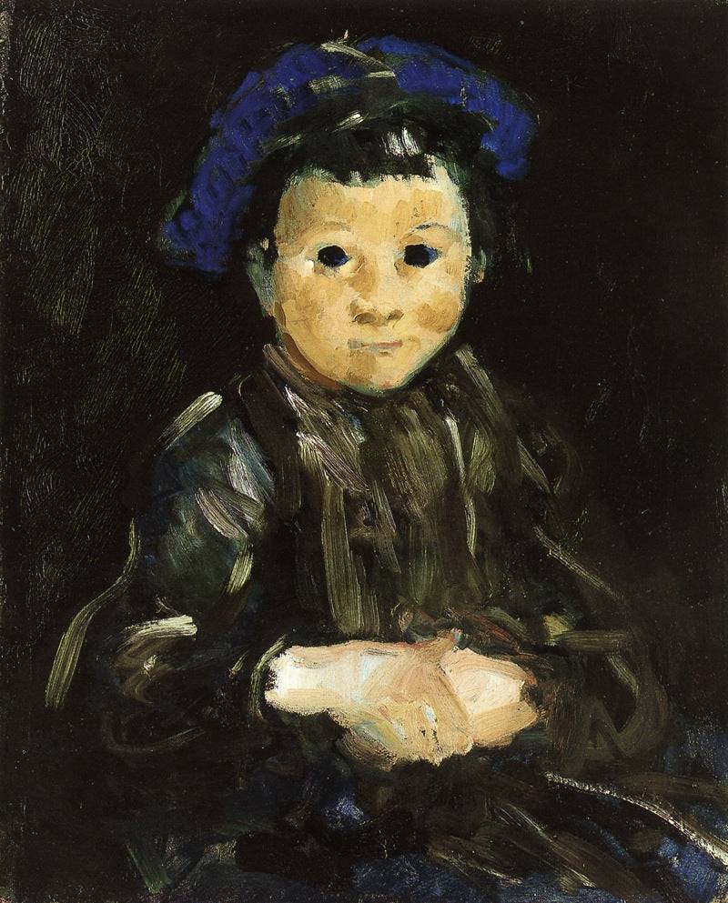 Boy with Blue Cap by George Luks, hand-painted portrait oil painting reproduction on canvas