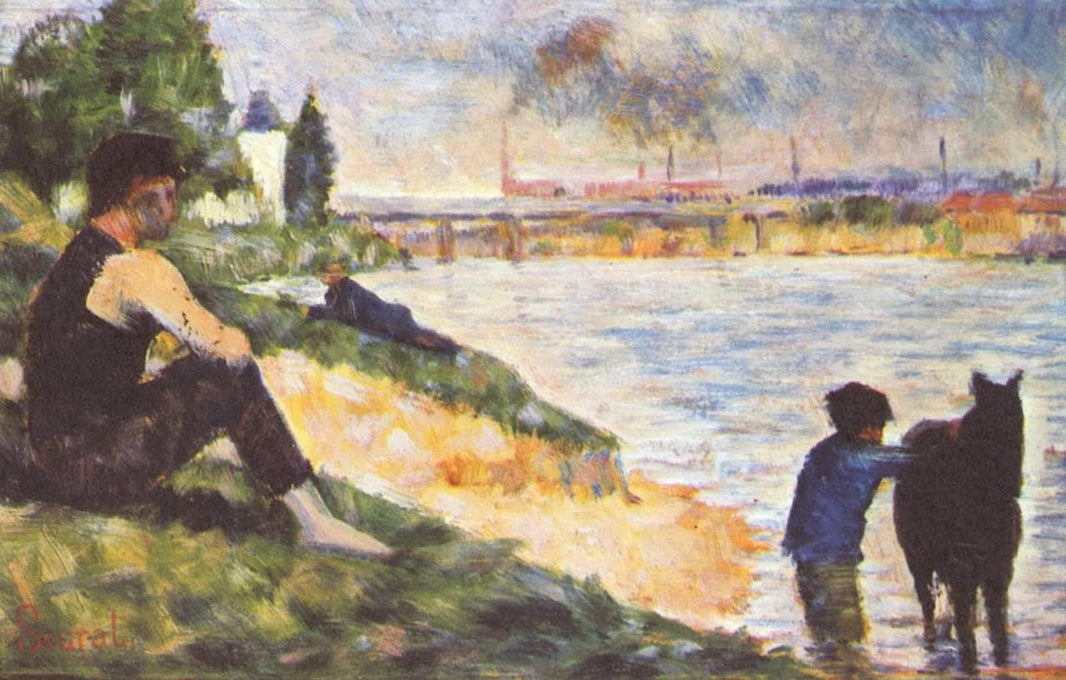 Boy with horse by Georges Seurat — hand-painted animal oil painting reproduction on canvas