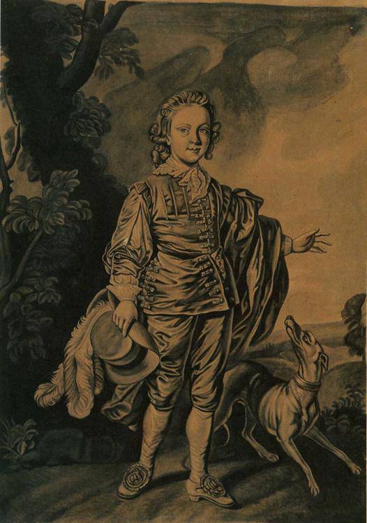 Boy with Plumed Hat and Greyhound by Joseph Wright — hand-painted portrait oil painting reproduction on canvas