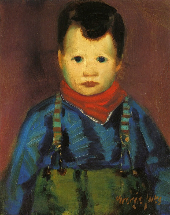 Boy with Suspenders by George Luks, hand-painted portrait oil painting reproduction on canvas