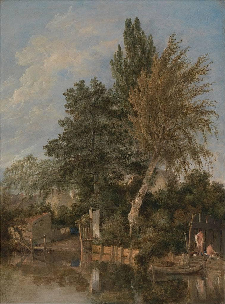 Boys Bathing on the River Wensum, Norwich by John Crome — hand-painted botanical oil painting reproduction on canvas
