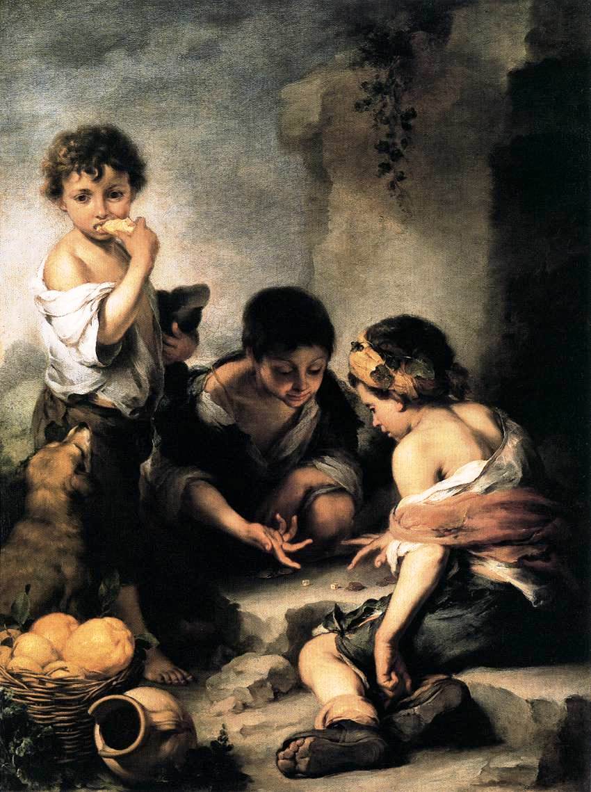 Boys Playing Dice by Bartolome Esteban Murillo — hand-painted portrait oil painting reproduction on canvas