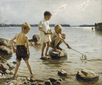 Boys Playing on the Shore in home office