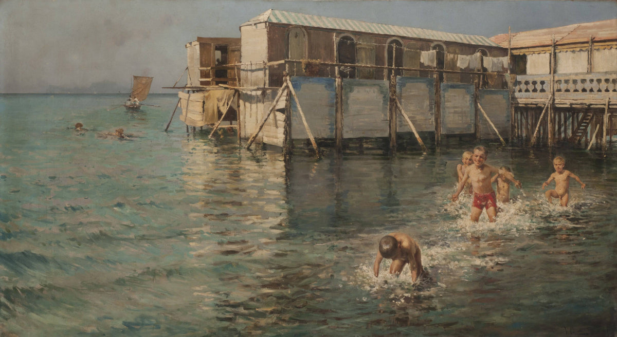 Boys taking a bath in the sea