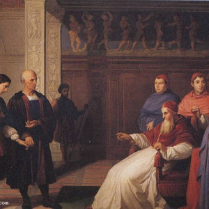 Bramante presents Raphael to Pope Julius II