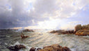 Brenning Ved Hanko by Hans Gude — hand-painted landscape oil painting reproduction on canvas