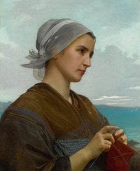 Breton Knitter by William-Adolphe Bouguereau — hand-painted portrait oil painting reproduction on canvas