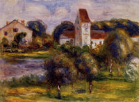 Breton Landscape Church and Orchard by Pierre-Auguste Renoir — hand-painted landscape oil painting reproduction on canvas