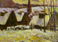 Breton village under snow by Paul Gauguin — hand-painted landscape oil painting reproduction on canvas