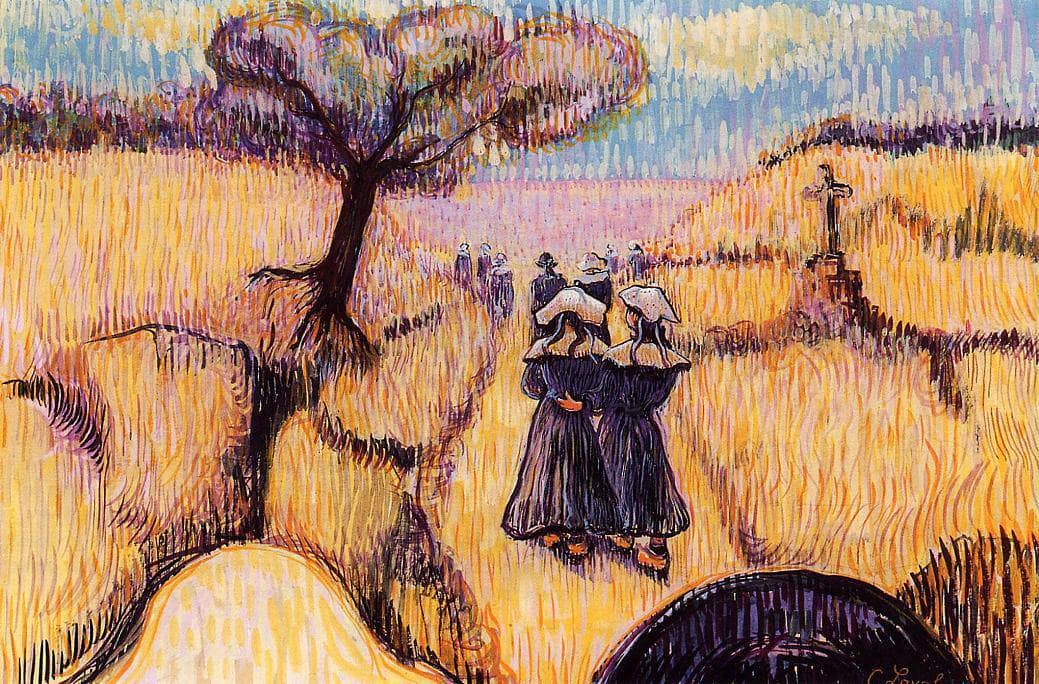 Bretons Se Promenant by Charles Laval — hand-painted abstract oil painting reproduction on canvas