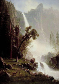 Bridal Veil Falls, Yosemite by Albert Bierstadt — hand-painted animal oil painting reproduction on canvas