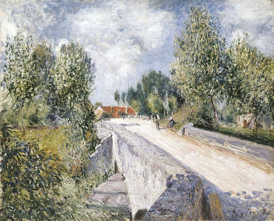 Bridge over the Orvanne near Moret by Alfred Sisley — hand-painted architectural oil painting reproduction on canvas