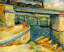 Bridges across the Seine at Asnieres by Vincent van Gogh — ships oil painting wall art, Neo Impressionism