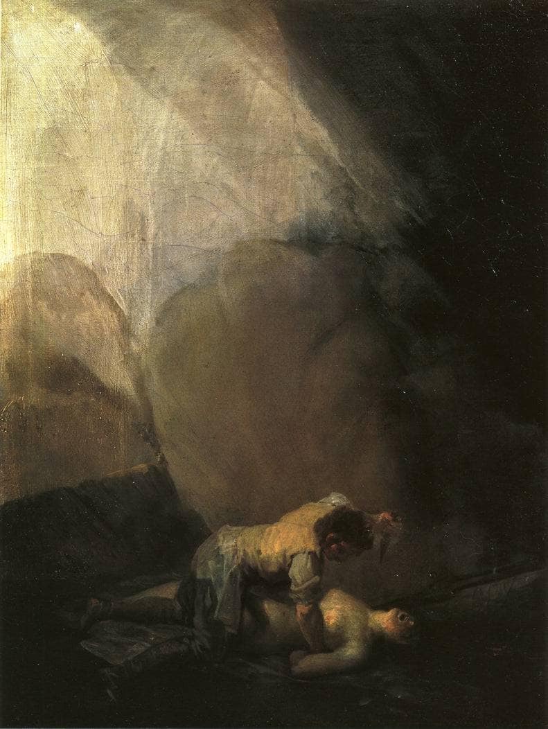 Brigand Murdering a Woman by Francisco Goya — hand-painted landscape oil painting reproduction on canvas