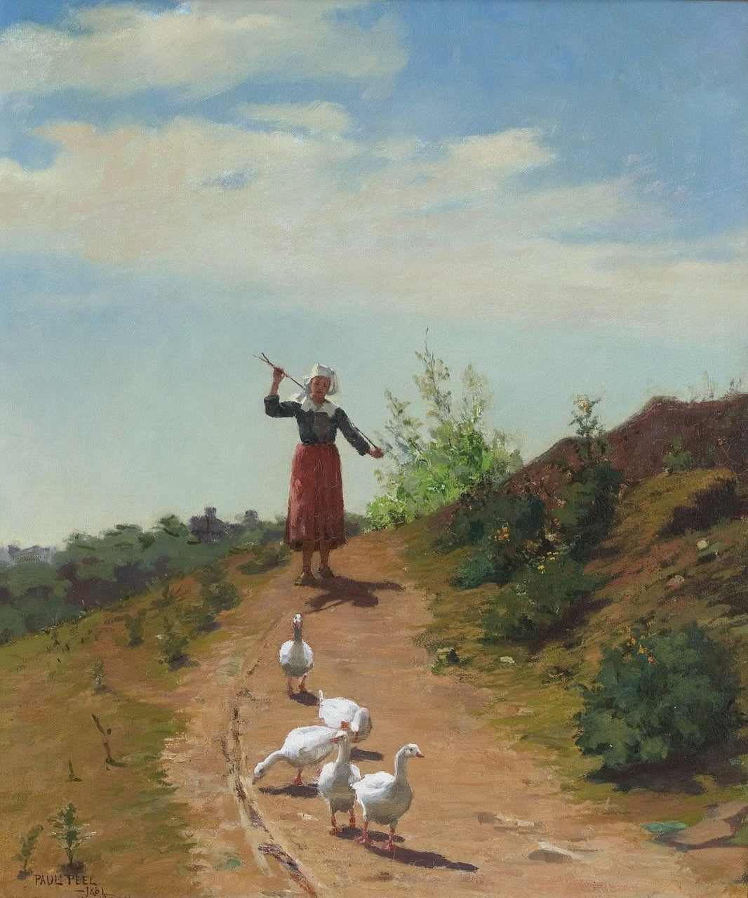 Bringing home the flock by Paul Peel — hand-painted animal oil painting reproduction on canvas