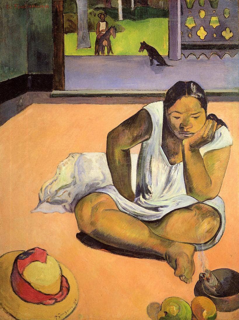 Brooding Woman by Paul Gauguin — hand-painted portrait oil painting reproduction on canvas