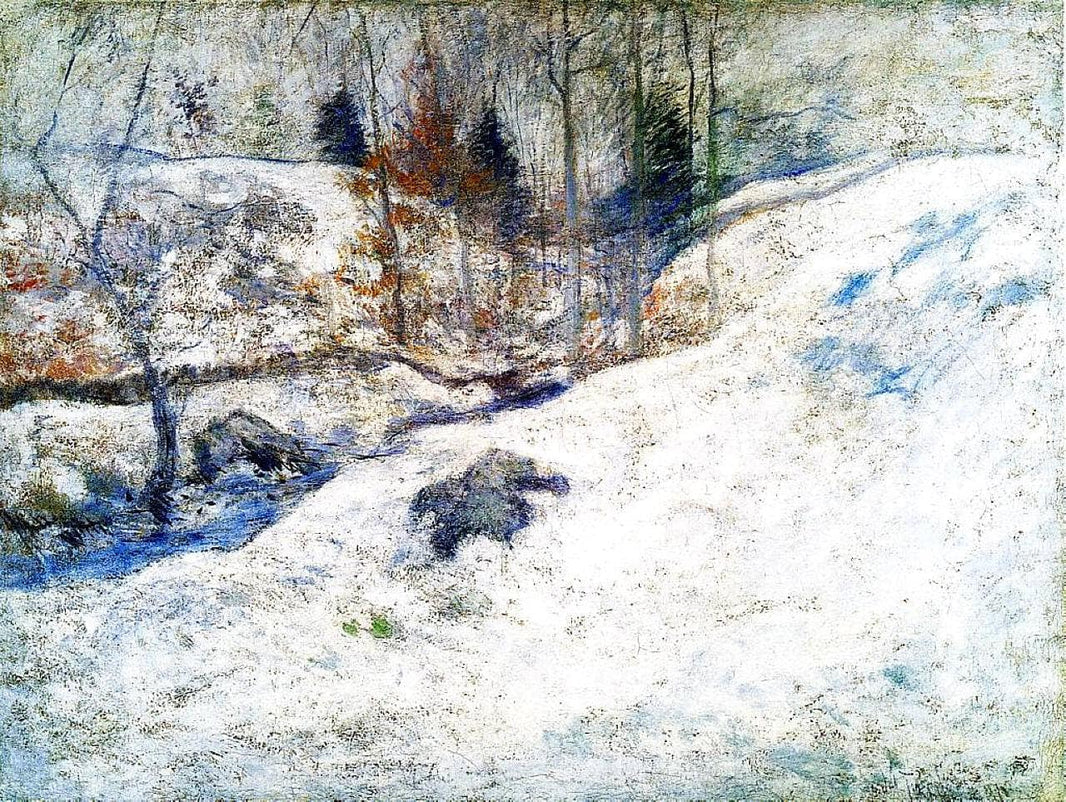 Brook in Winter by John Henry Twachtman — hand-painted botanical oil painting reproduction on canvas