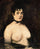 Brunette with bare breasts in dining room