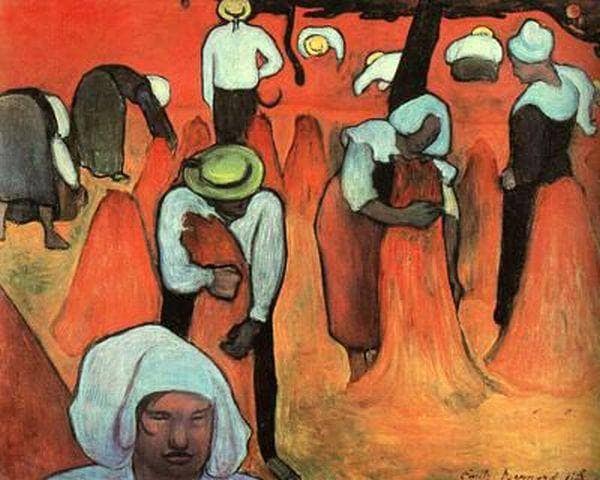 Buckwheat Harvesters at Pont Aven by Emile Bernard — hand-painted abstract oil painting reproduction on canvas