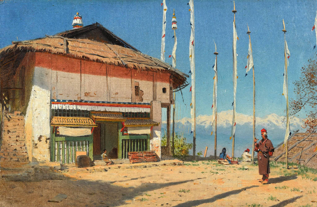 Buddhist Temple in Darjeeling by Vasily Vereshchagin — hand-painted architectural oil painting reproduction on canvas