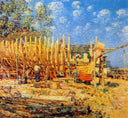Building a Schooner, Provincetown by Childe Hassam — hand-painted architectural oil painting reproduction on canvas