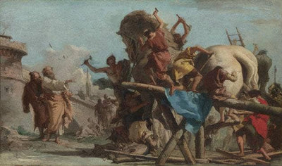 Building of the Trojan Horse by Giovanni Domenico Tiepolo — oil painting reproduction