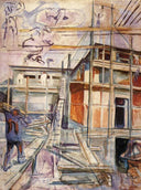 Building the Winter Studio. Ekely by Edvard Munch — architectural oil painting wall art, Expressionism