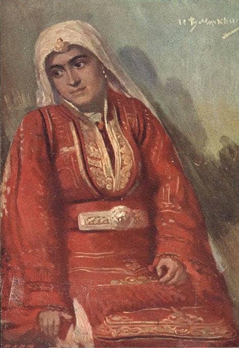 Bulgarian woman from Macedonia by Ivan MrkviÑka — hand-painted portrait oil painting reproduction on canvas