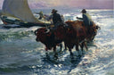 Bulls in the Sea by Joaquín Sorolla — hand-painted animal oil painting reproduction on canvas